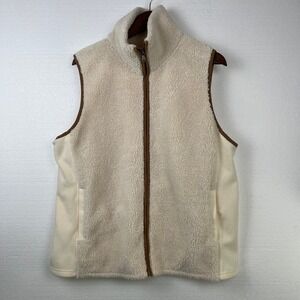 Chaps Womens XXL Fleece Vest Cream Full Zip Cozy‎ Layering